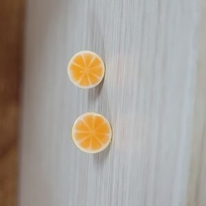 ORANGE SLICE POTTERY STUD EARRINGS
